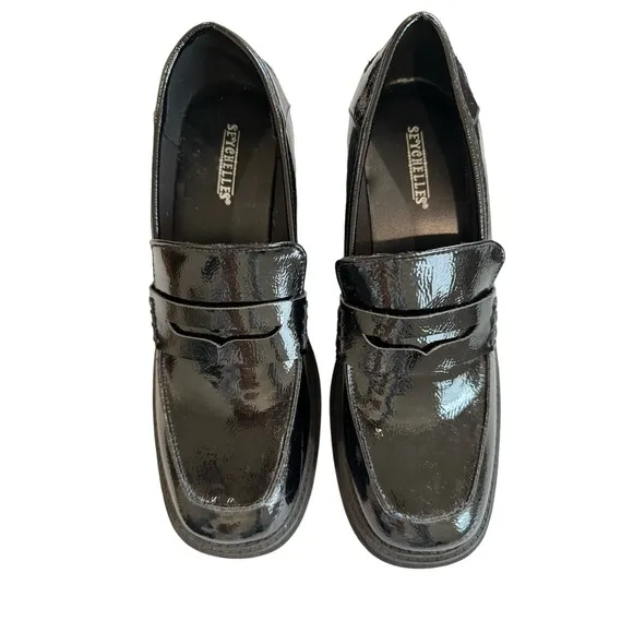 NWOT‎ Seychelles Platform Penny Black Patent Leather Loafers Mary Janes Size 9.5