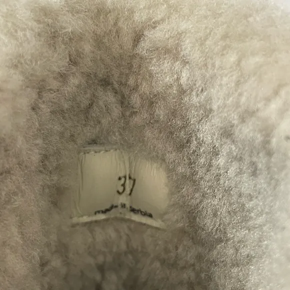 NWOT Voile Blanche Shearling Cuff LeatherMoto Boots Lug‎ Sole Size 37