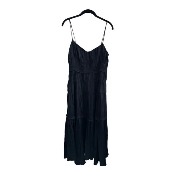 NWOT Anthropologie Ruched Slip Dress Black Size 4