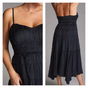 NWOT Anthropologie Ruched Slip Dress Black Size 4