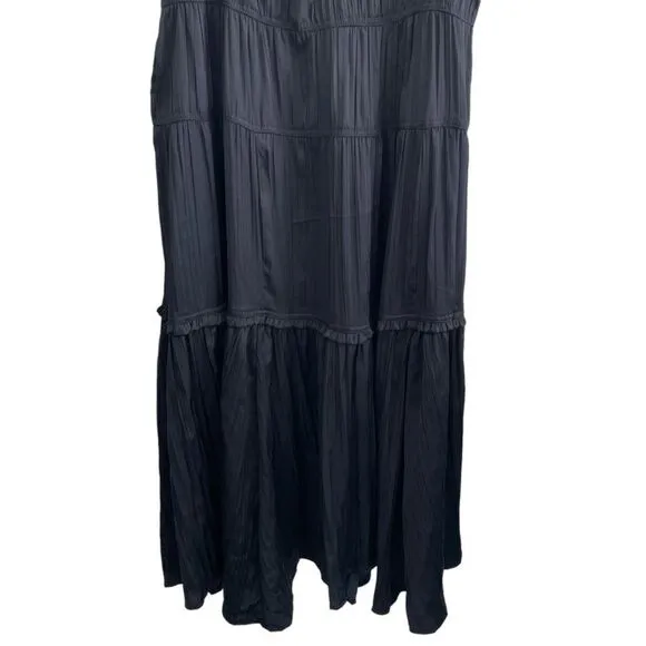 NWOT Anthropologie Ruched Slip Dress Black Size 4