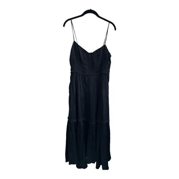 NWOT Anthropologie Ruched Slip Dress Black Size 4