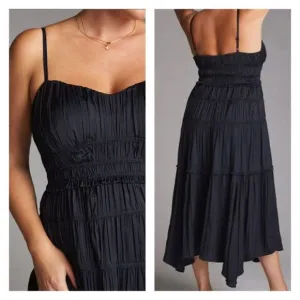 NWOT Anthropologie Ruched Slip Dress Black Size 4