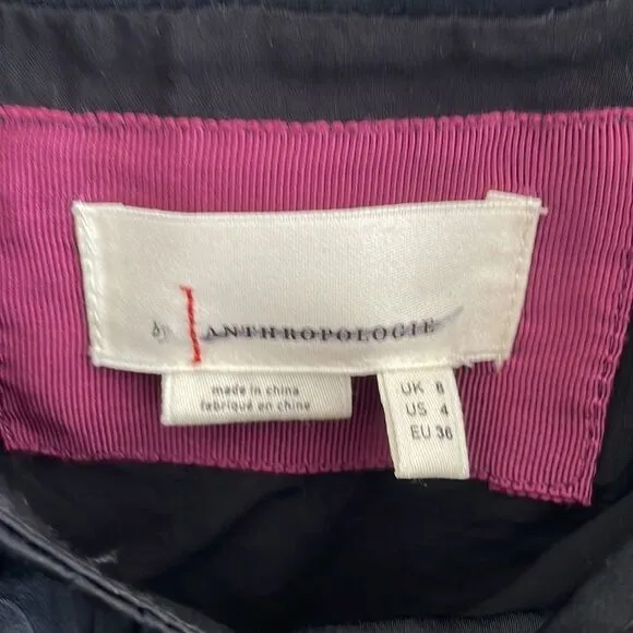 NWOT Anthropologie Ruched Slip Dress Black Size 4