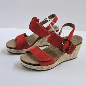 NWT Aetrex Poppy Red Ashley Women's Arch Support Wedge Sandals Shoes size 8-8.5