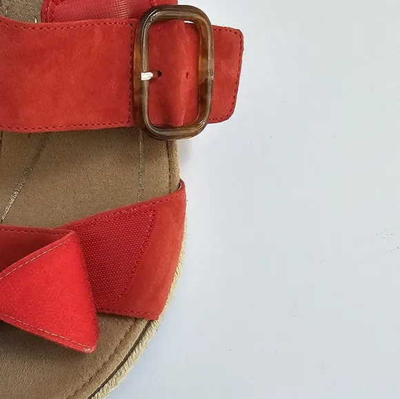 NWT Aetrex Poppy Red Ashley Women's Arch Support Wedge Sandals Shoes size 8-8.5