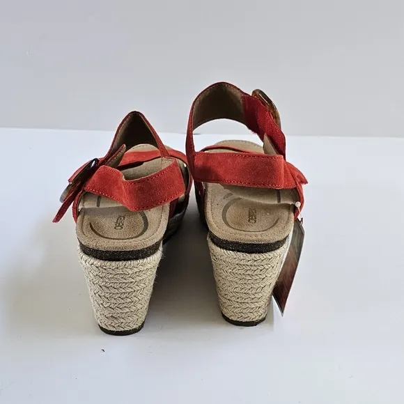 NWT Aetrex Poppy Red Ashley Women's Arch Support Wedge Sandals Shoes size 8-8.5