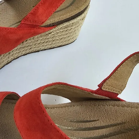 NWT Aetrex Poppy Red Ashley Women's Arch Support Wedge Sandals Shoes size 8-8.5