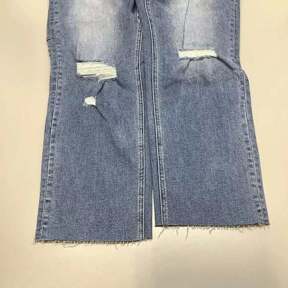 NWT BAYEAS Women's Jeans High Rise Slim Straight W/ Raw Hem Size 30 Blue