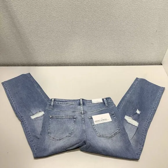 NWT BAYEAS Women's Jeans High Rise Slim Straight W/ Raw Hem Size 30 Blue