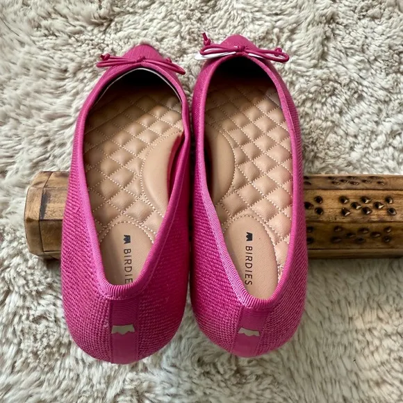 NWT Birdies Goldfinch flat raffia shoes medium pink size 8.5 Raspberry