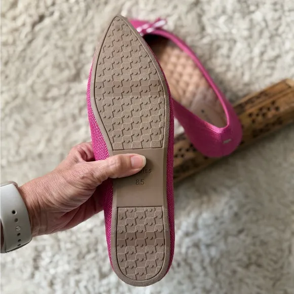 NWT Birdies Goldfinch flat raffia shoes medium pink size 8.5 Raspberry