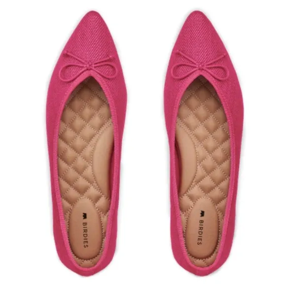 NWT Birdies Goldfinch flat raffia shoes medium pink size 8.5 Raspberry