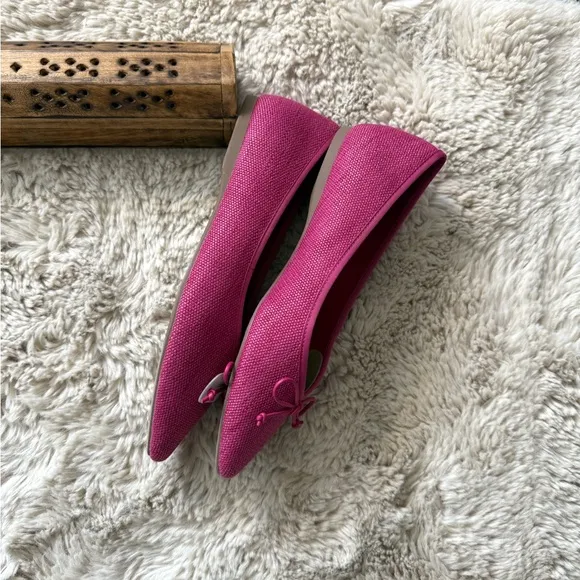 NWT Birdies Goldfinch flat raffia shoes medium pink size 8.5 Raspberry