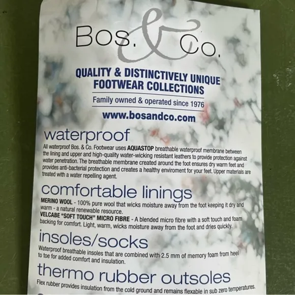 NWT Bos. &amp; Co. CACHET Waterproof Wool Lined Lace-Back Boots in Black Suede