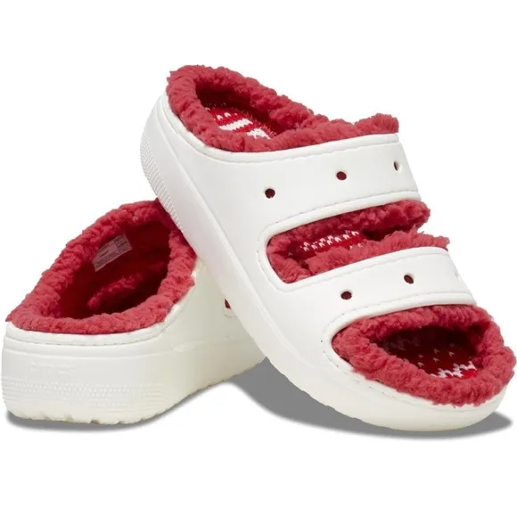 NWT Crocs Classic Cozzzy Holiday Sweater Women's Sandals with CHARMS!!  SZ-W8/M6