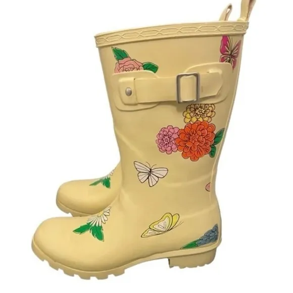 NWT Disney Flower and Garden Hidden Mickey Rain Boots