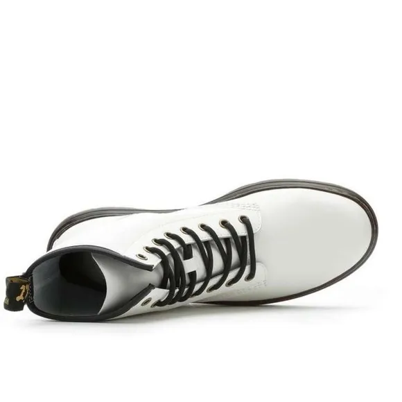 NWT Doc MARTENS- ZAVALA ALL WHITE CANVAS TALL COMBAT BOOTS SIZE 8