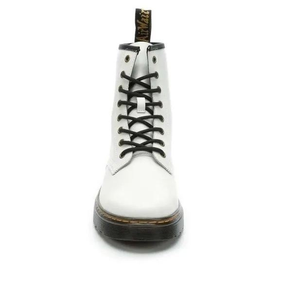 NWT Doc MARTENS- ZAVALA ALL WHITE CANVAS TALL COMBAT BOOTS SIZE 8