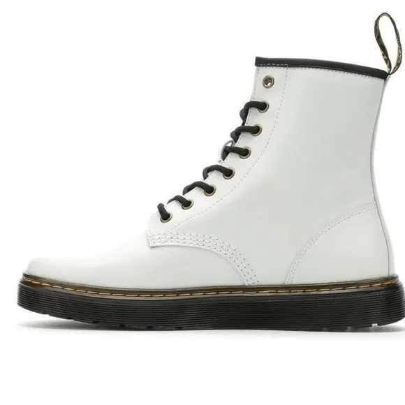 NWT Doc MARTENS- ZAVALA ALL WHITE CANVAS TALL COMBAT BOOTS SIZE 8