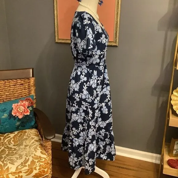 NWT ❤️ J. Crew Tiered Poplin Puff Sleeve MIDI Dress 👗