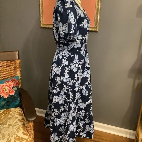 NWT ❤️ J. Crew Tiered Poplin Puff Sleeve MIDI Dress 👗