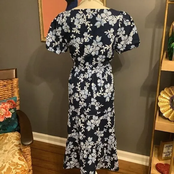 NWT ❤️ J. Crew Tiered Poplin Puff Sleeve MIDI Dress 👗