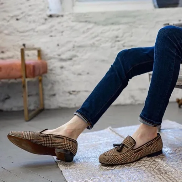 NWT KFG Tweed Tassel Loafers