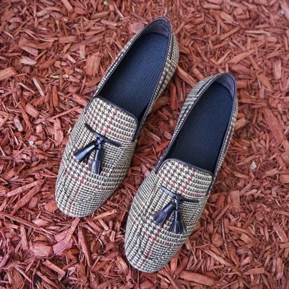 NWT KFG Tweed Tassel Loafers