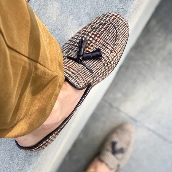 NWT KFG Tweed Tassel Loafers
