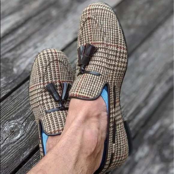NWT KFG Tweed Tassel Loafers