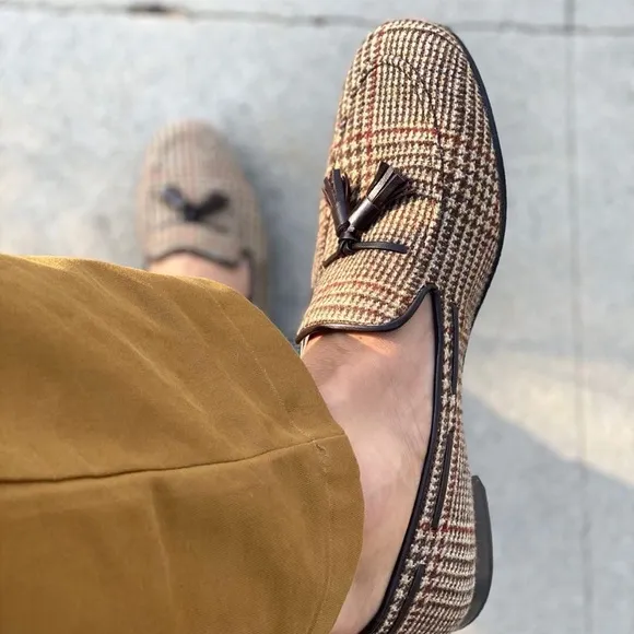 NWT KFG Tweed Tassel Loafers
