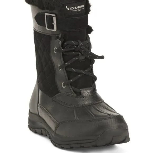 NWT KOOLABURRA BY UGG Black Leather Imree Waterproof Cozy Snow Boots  563tn