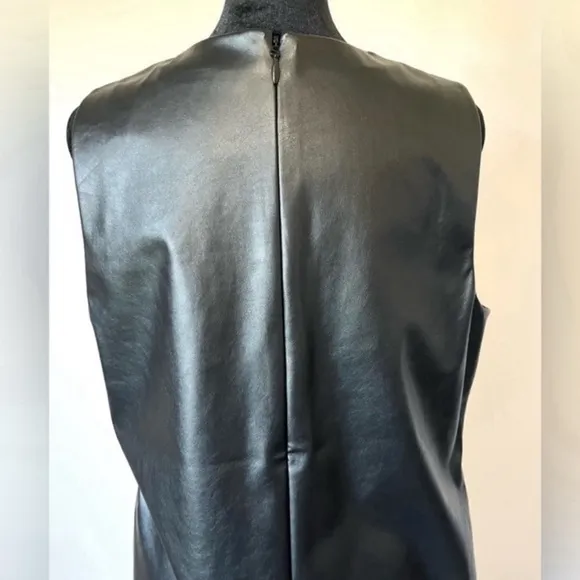 NWT New York &amp; Company Gabrielle Union Black Vegan Leather Shift Dress Med 6/8