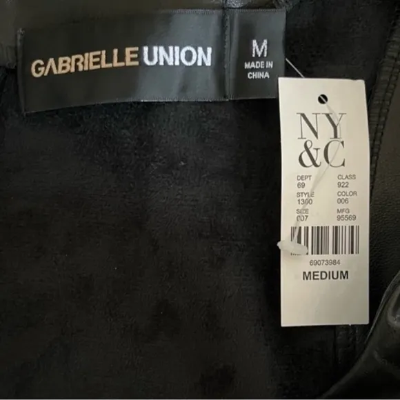 NWT New York &amp; Company Gabrielle Union Black Vegan Leather Shift Dress Med 6/8