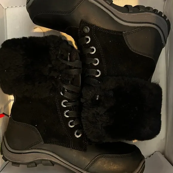 NWT PAJAR Abbie Genuine Sheepskin Lined Waterproof Boots 6.5 Black 37 Snow