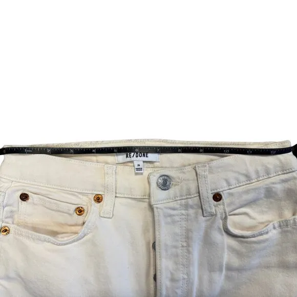 NWT RE/DONE 70s Stove Pipe Ankle Jeans Vintage White Sz 26