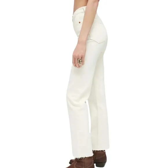 NWT RE/DONE 70s Stove Pipe Ankle Jeans Vintage White Sz 26