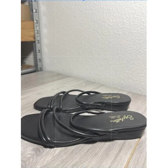 NWT Seychelles Revolve Slide Sandals Strappy Minimalist Flat Rock Candy Black