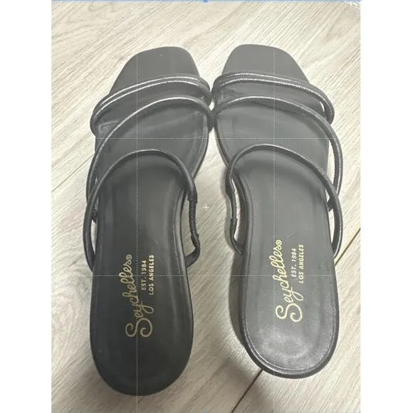 NWT Seychelles Revolve Slide Sandals Strappy Minimalist Flat Rock Candy Black