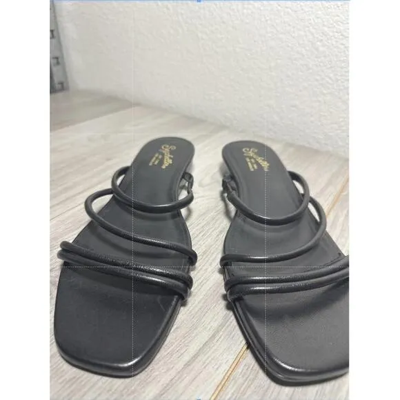 NWT Seychelles Revolve Slide Sandals Strappy Minimalist Flat Rock Candy Black