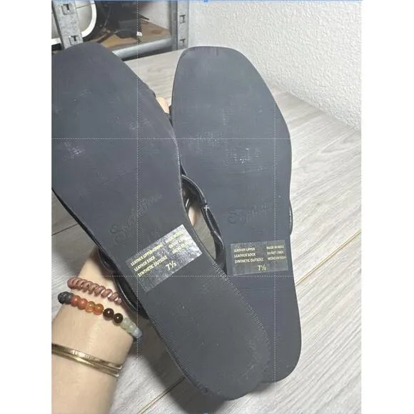 NWT Seychelles Revolve Slide Sandals Strappy Minimalist Flat Rock Candy Black