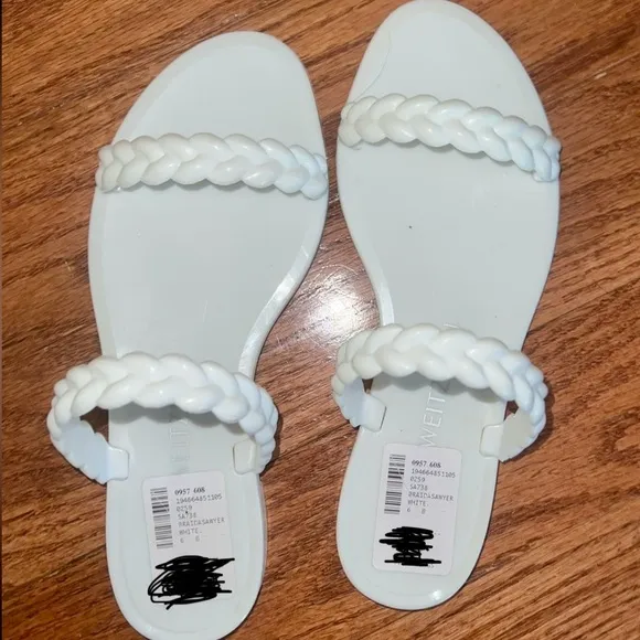 NWT Stuart Weitzman White Jelly Braida Sawyer Sandals Size 6