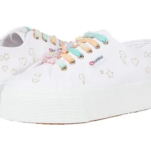 NWT Superga 2790 Embroidery LCB Women’s White Platform Sneakers Size 10 S3100JW