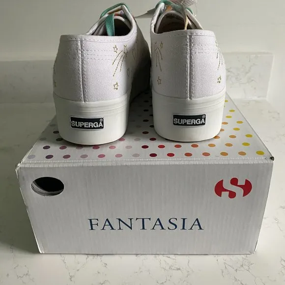NWT Superga 2790 Embroidery LCB Women’s White Platform Sneakers Size 10 S3100JW