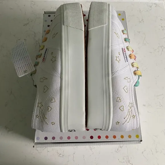 NWT Superga 2790 Embroidery LCB Women’s White Platform Sneakers Size 10 S3100JW
