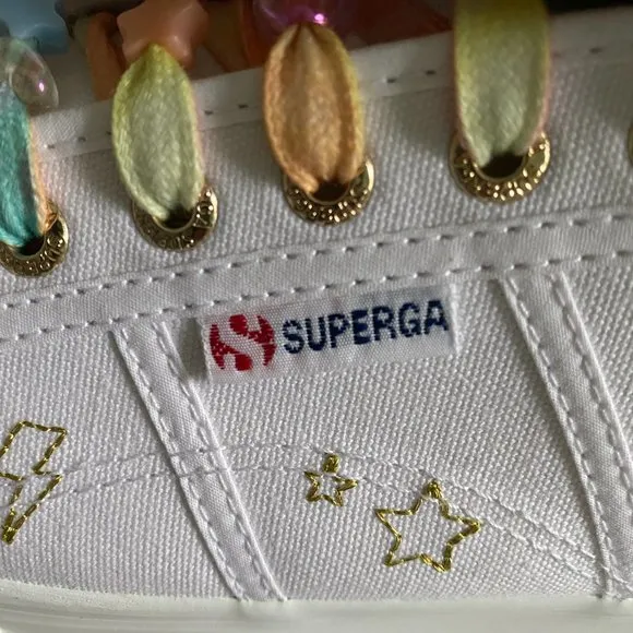 NWT Superga 2790 Embroidery LCB Women’s White Platform Sneakers Size 10 S3100JW