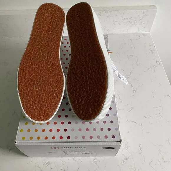 NWT Superga 2790 Embroidery LCB Women’s White Platform Sneakers Size 10 S3100JW