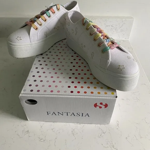 NWT Superga 2790 Embroidery LCB Women’s White Platform Sneakers Size 10 S3100JW