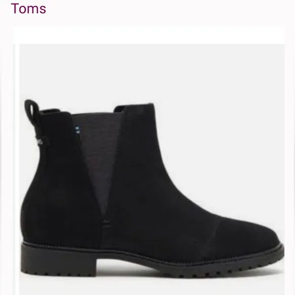 NWT Toms | Black Suede Cleo Water Resistant Chelsea Ankle Neutral Heel Boots